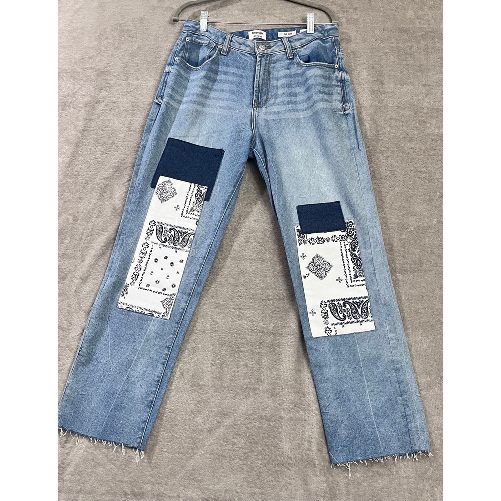 Kensie Bandana‎ Patchwork Jeans Women 28 Hippie Boho Indie Artsy Y2K Cowgirl